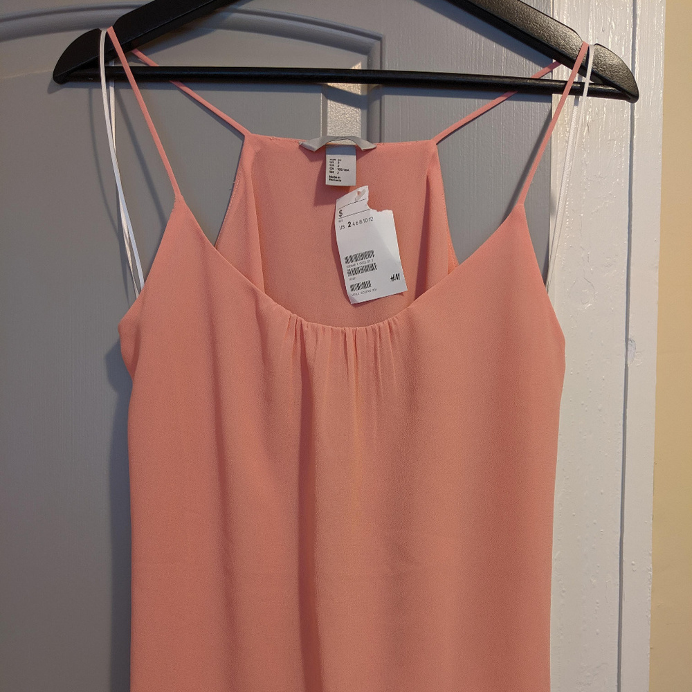 H&M Flowy Double Layer Bubblegum Pink Cami Sz 2
